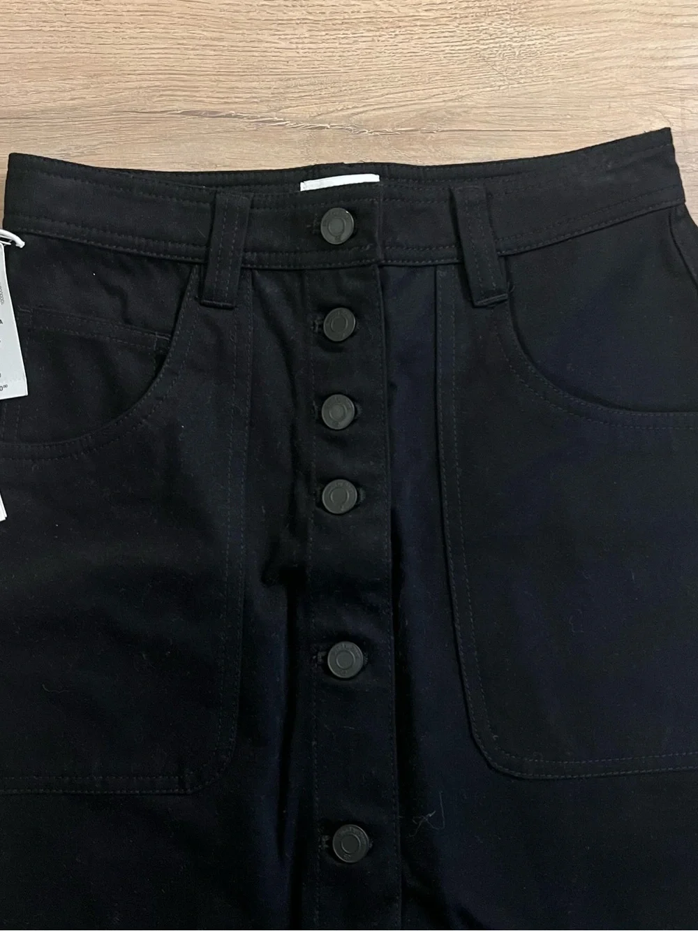 Sunday Best Cynthia Black Button-Front Midi Skirt with Patch Pockets - Picture 3 of 7